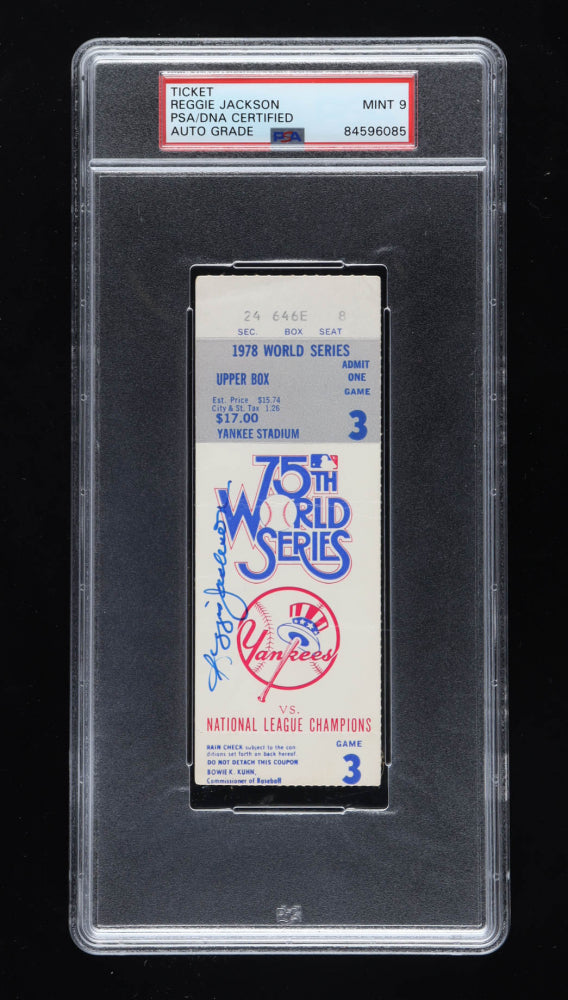 Reggie Jackson Signed 1978 World Series Game 3 Ticket - Autograph Graded (PSA) 9