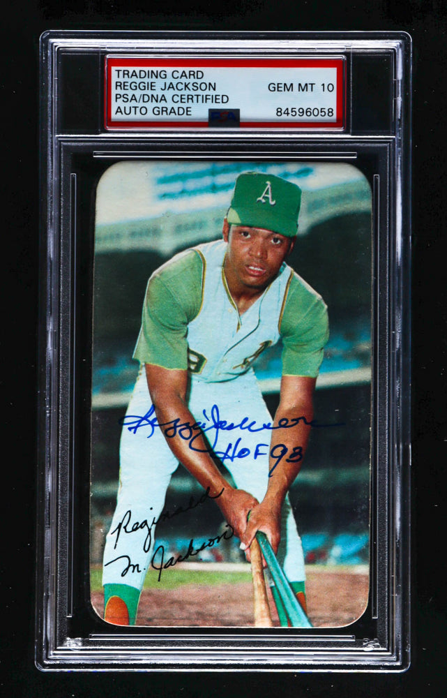 Reggie Jackson Signed 1970 Topps Super #28 Inscribed "HOF 93" - Auto Grade PSA 10