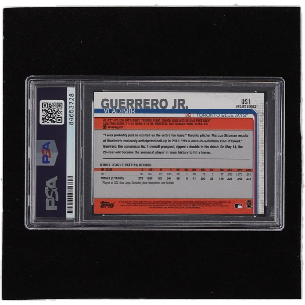 Vladimir Guerrero Jr. Signed 2019 Topps Update #US1 - Autograph graded (PSA) 10 - Rookie Card