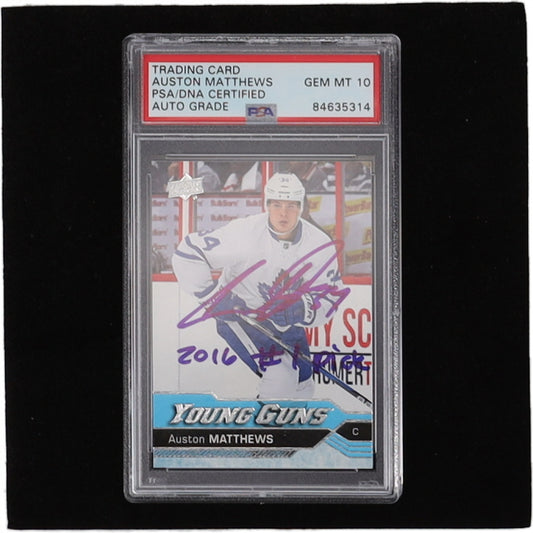 Auston Matthews Signed 2016-17 Upper Deck #201 YG RC Inscribed "2016 #1 Pick" Young Guns - Autograph Graded PSA 10 - Rookie Card