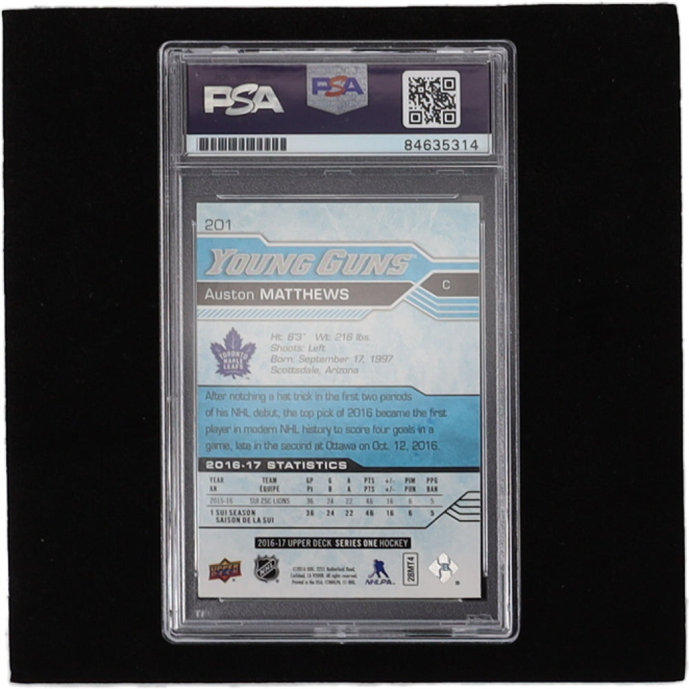 Auston Matthews Signed 2016-17 Upper Deck #201 YG RC Inscribed "2016 #1 Pick" Young Guns - Autograph Graded PSA 10 - Rookie Card