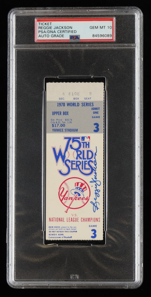 Reggie Jackson Signed 1978 World Series Game 3 Ticket - Autograph Graded PSA 10