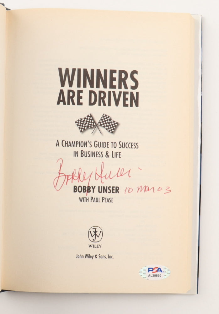 Bobby Unser Signed (PSA) "Winners Are Driven" Hardcover Book