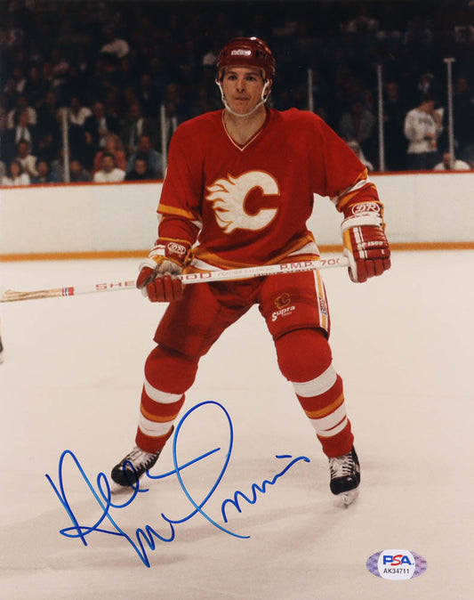 Al MacInnis Signed Flames 8x10 Photo (PSA) Stanley Cup Champ & 7x All-Star