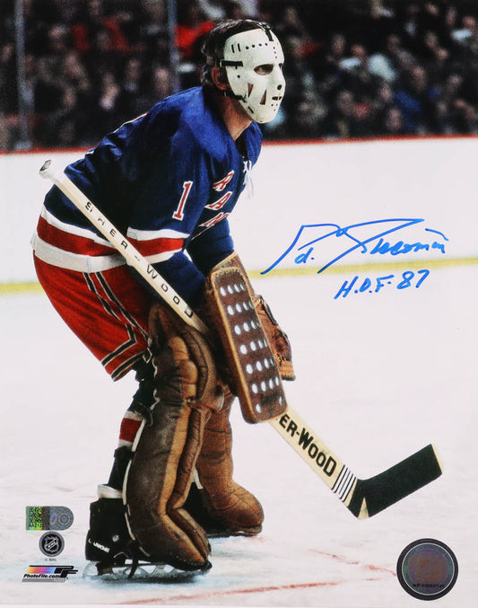 Ed Giacomin Signed Rangers 8x10 Photo Inscribed "H.O.F. 87" (AIV)