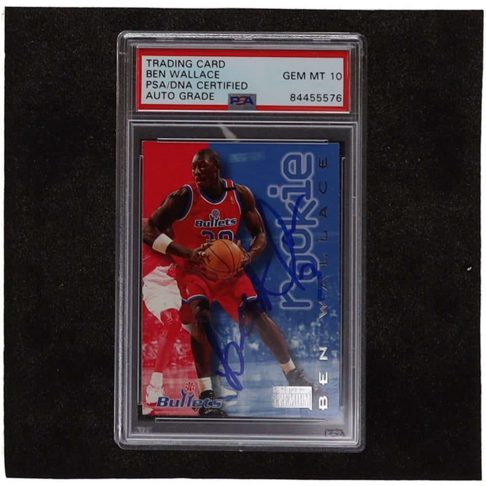 Ben Wallace Signed 1996-97 SkyBox Premium #236 ROO - Autograph Graded PSA 10 - Rookie Card