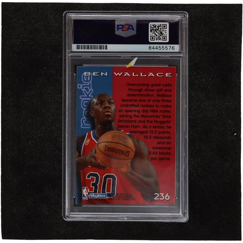 Ben Wallace Signed 1996-97 SkyBox Premium #236 ROO - Autograph Graded PSA 10 - Rookie Card