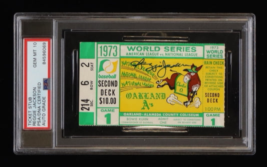 Reggie Jackson Signed 1973 World Series Game 1 Ticket Stub - Autograph Graded (PSA) 10