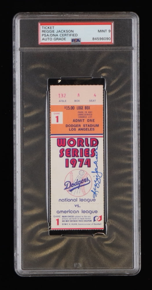 Reggie Jackson Signed 1974 World Series Game 1 Ticket - Autograph Graded PSA 9