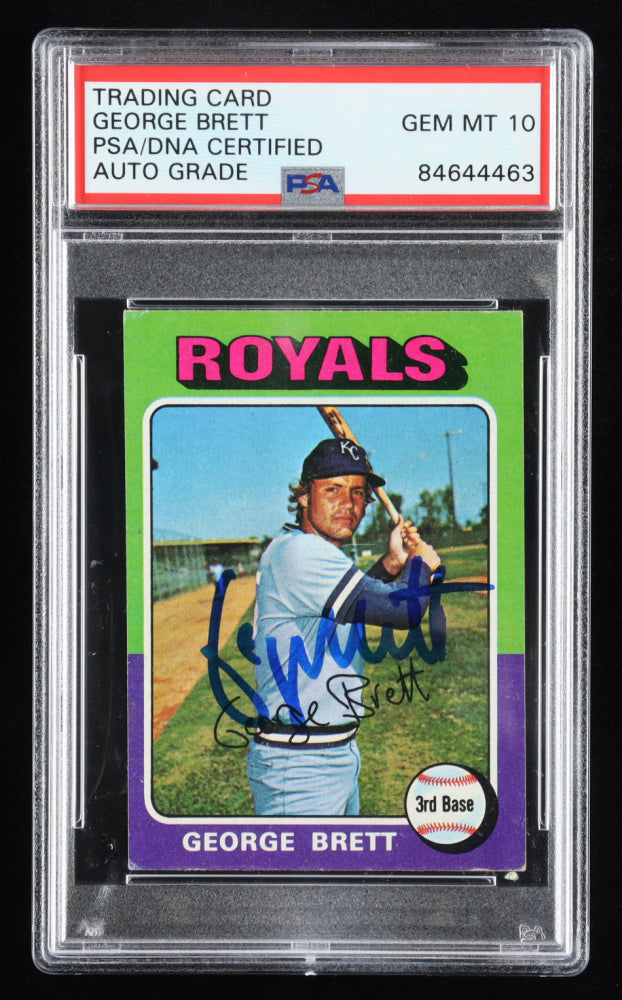 George Brett Signed 1975 Topps Mini #228 - Autograph Graded (PSA) 10 - Rookie Card