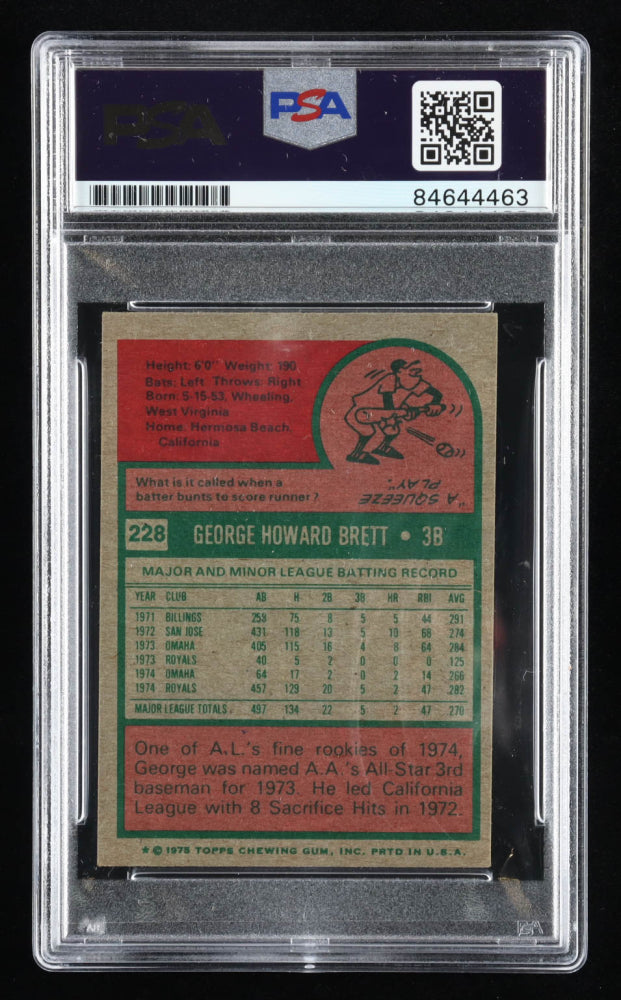 George Brett Signed 1975 Topps Mini #228 - Autograph Graded (PSA) 10 - Rookie Card