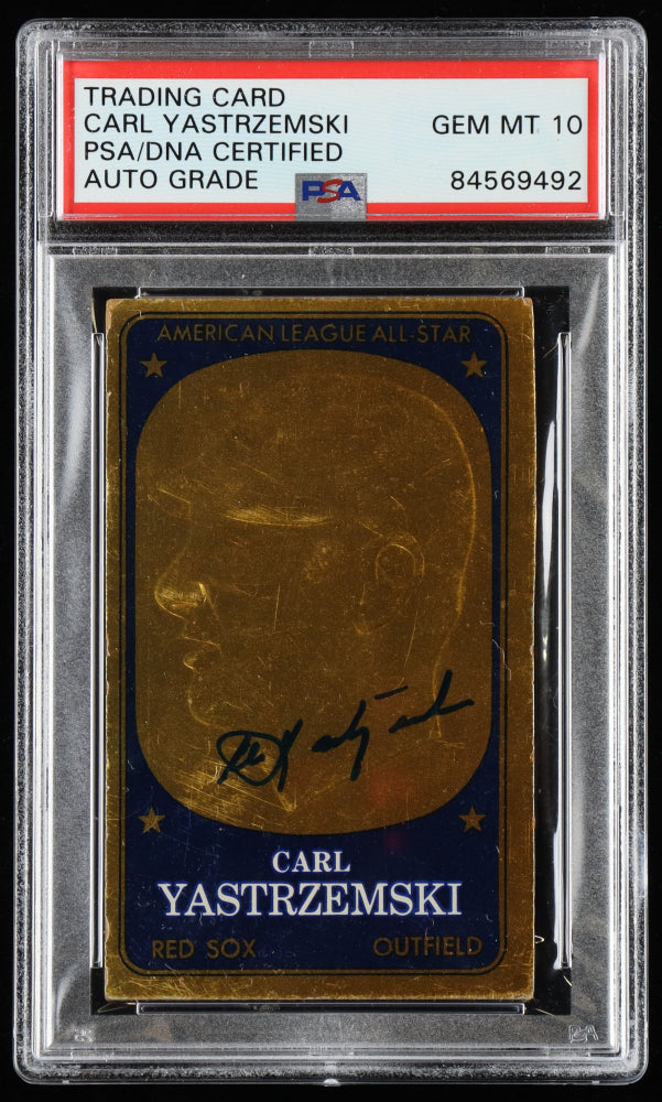 Carl Yastrzemski Signed 1965 Topps Embossed #1 - Autograph Graded PSA 10