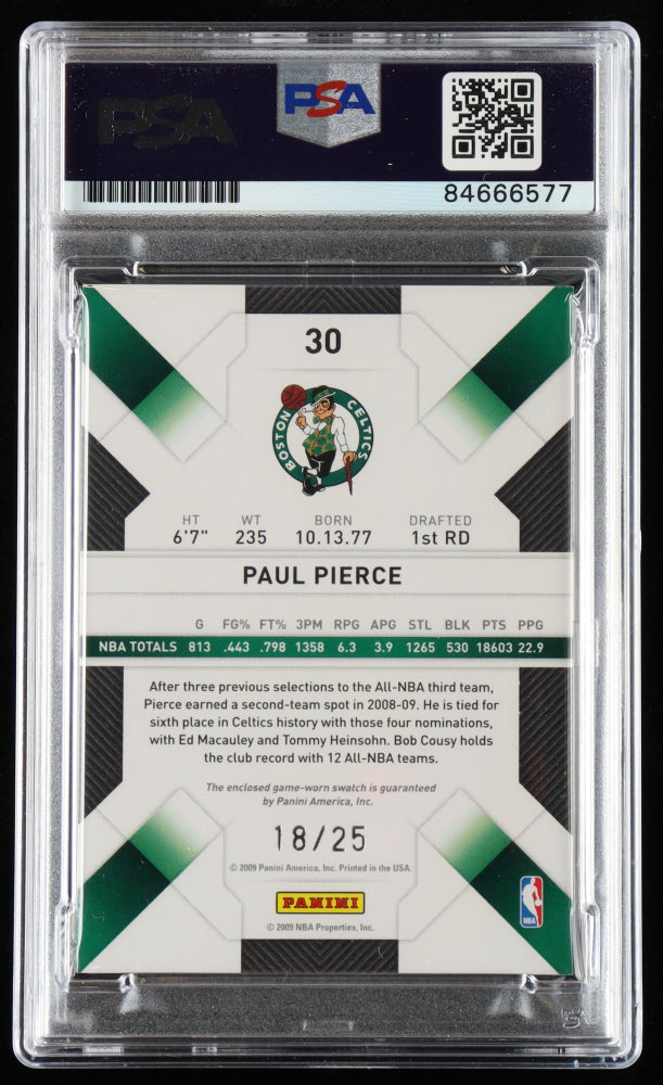 Paul Pierce Signed 2009-10 Panini Threads Century Proof Platinum #30 Serially Numbered #18 / 25 - Autograph Graded (PSA) 10