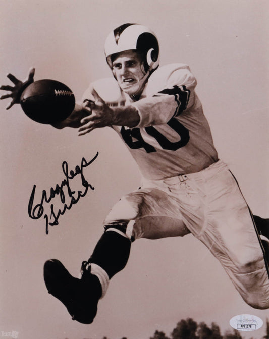 Elroy "Crazylegs" Hirsch Signed Rams 8x10 Photo (JSA)