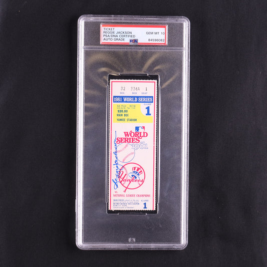 Reggie Jackson Signed 1981 World Series Ticket Stub (PSA 10)