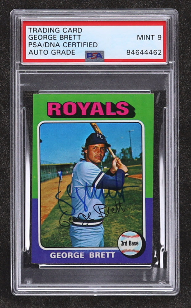 George Brett Signed 1975 Topps Mini #228 RC - Autograph Graded PSA 9 - Rookie Card