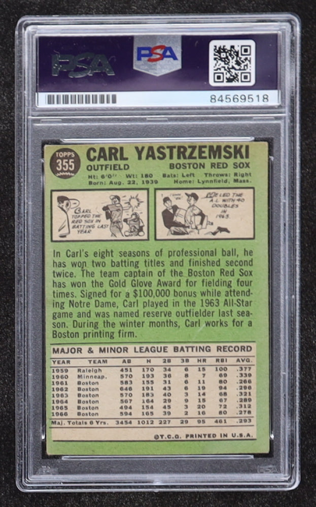 Carl Yastrzemski Signed 1967 Topps #355  -  Autograph Graded PSA 10