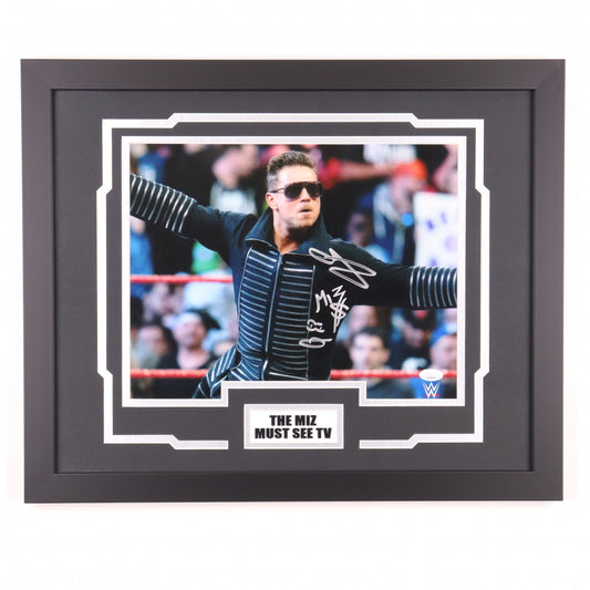 Michael Mizanin Signed (JSA) WWE Custom Framed Photo Inscribed "Miz"