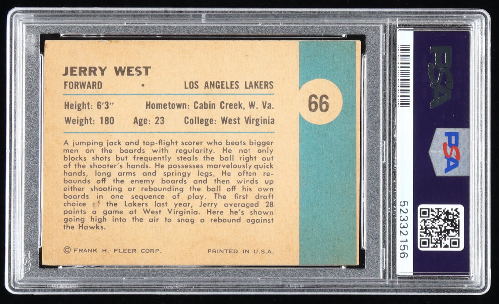 Jerry West Signed 1961-62 Fleer #66 Inscribed "HOF 1980" (PSA) - Rookie Card