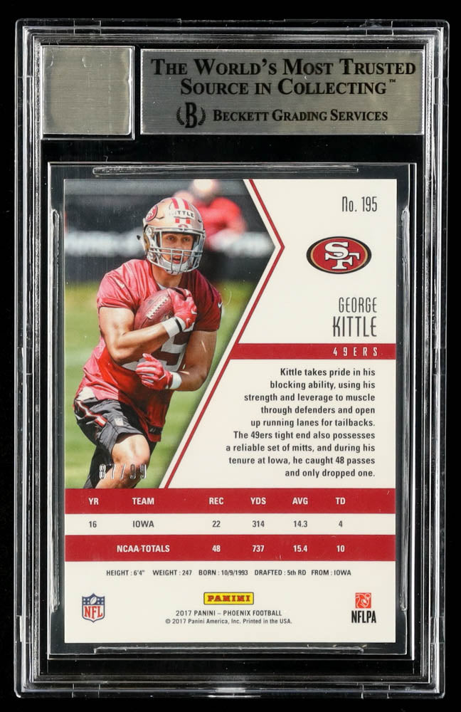 George Kittle Signed 2017 Panini Phoenix Orange #195 - Autograph Graded (BGS) 10 - Rookie Card