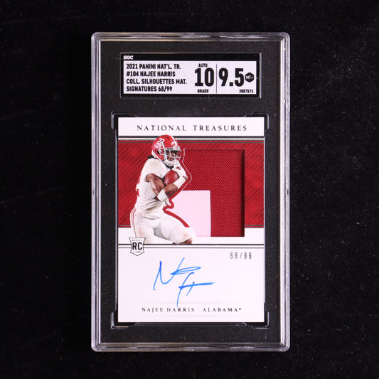 Najee Harris 2021 Panini National Treasures Collegiate SL JSY AU #104 #68/99 RC (SGC 9.5)  Autograph Graded SGC 10 - Rookie Card