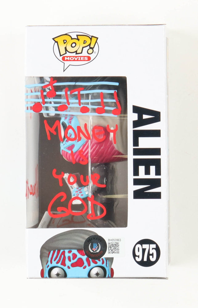 Alan Howarth Signed "They Live" #975 Alien Funko Pop! Vinyl Figure with Sketch Inscribed "Composer" & "Money Is Your God" (Beckett)