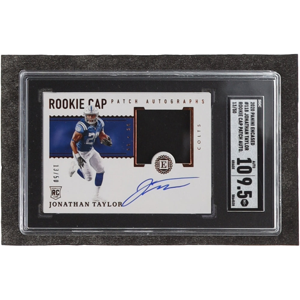 Jonathan Taylor 2020 Panini Encased #118 HAT AU (SGC 9.5) | Serially Numbered #13 / 50 | Autograph Graded (SGC) 10 - Rookie Card