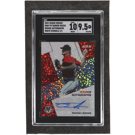 Tanner Houck 2021 Panini Mosaic Rookie Autographs Mosaic White Sparkle #68 (SGC 9.5) Rookie Card | Serially Numbered #1/1 | Autograph Graded (SGC) 10