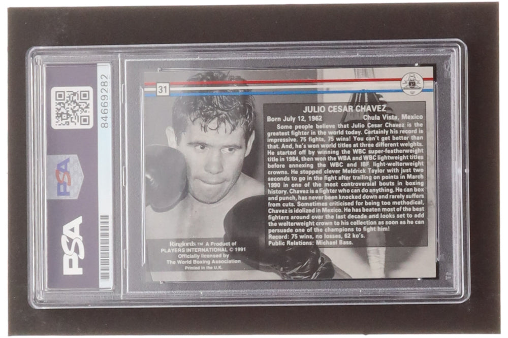 Julio Cesar Chavez Signed 1991 Ringlords #31 - Autograph Graded - PSA 9
