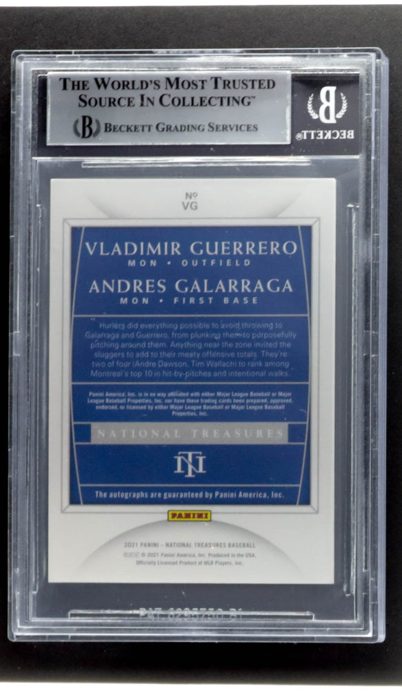 Andres Galarraga / Vladimir Guerrero 2021 Panini National Treasures Dual Signatures Holo Silver #3 #3/3 (BGS 9) Serially Numbered #3 / 3