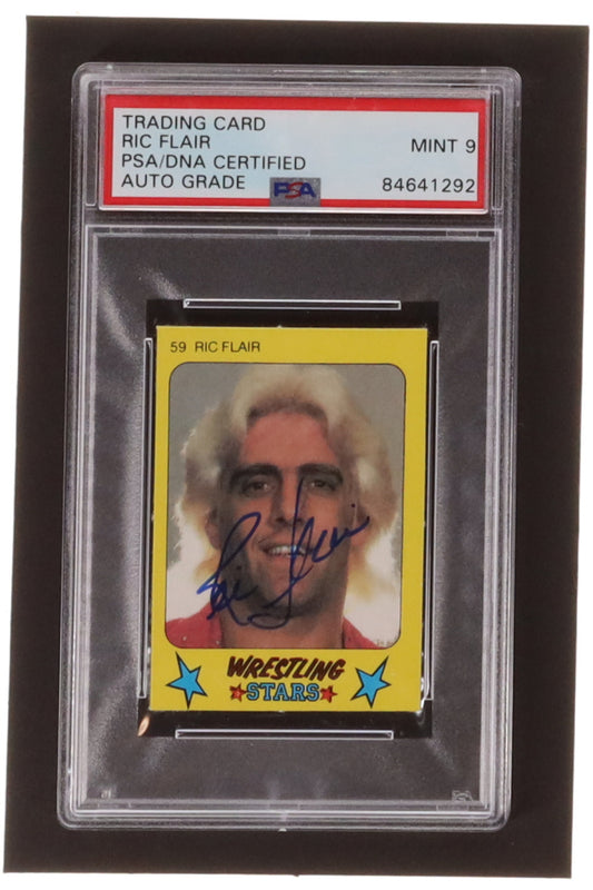 Ric Flair Signed 1986 Monty Gum Wrestling #59 - Autograph Graded (PSA) 9