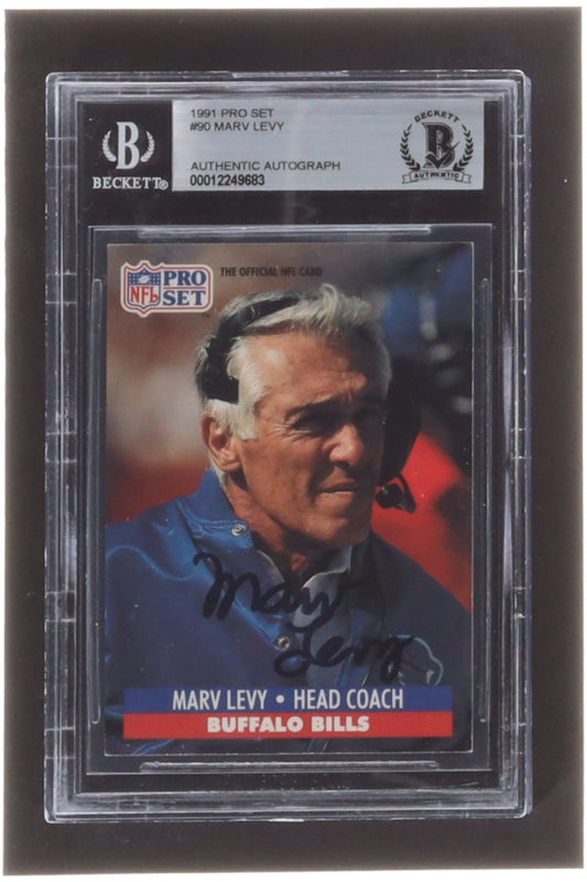 Marv Levy Signed 1991 Pro Set #90 CO (BGS)