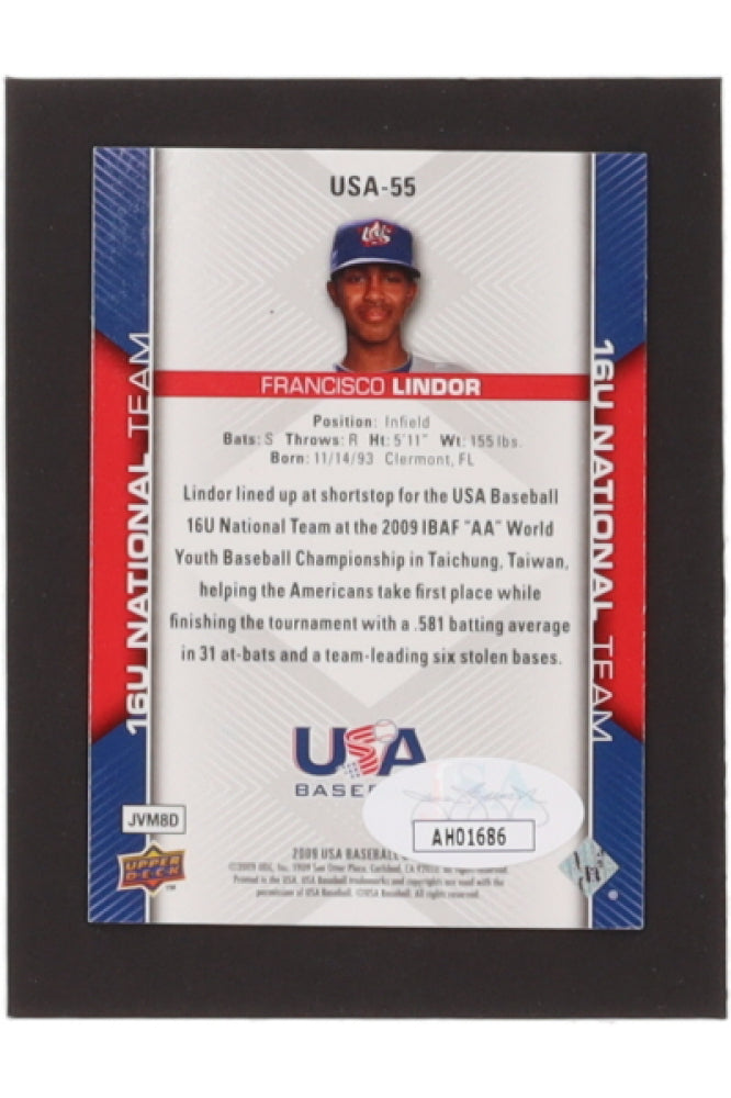 Francisco Lindor Signed (JSA) 2009-10 USA Baseball #USA55 - Rookie Card