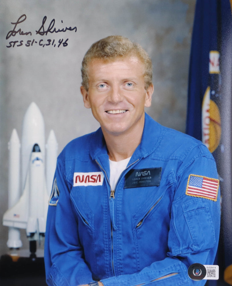 Loren Shriver Signed (Beckett) 8x10 Photo Inscribed "STS 51-C, 31, 46"