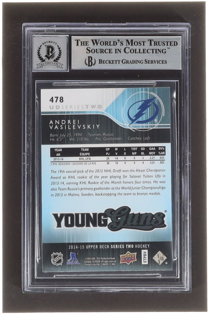 Andrei Vasilevskiy Signed 2014-15 Upper Deck #478 YG RC - Autograph Graded Beckett (BGS) 10 - Rookie Card