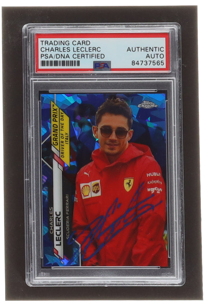 Charles Leclerc Signed 2020 Topps Chrome Sapphire Formula 1 #167 / Grand Prix Driver of the Day (PSA)