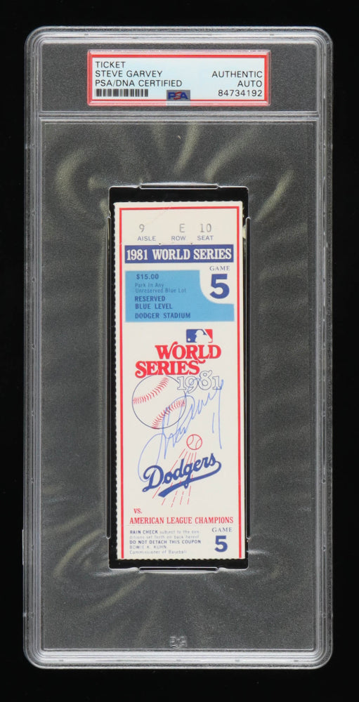 Steve Garvey Signed 1981 World Series Game 5 Ticket - Autograph Graded PSA