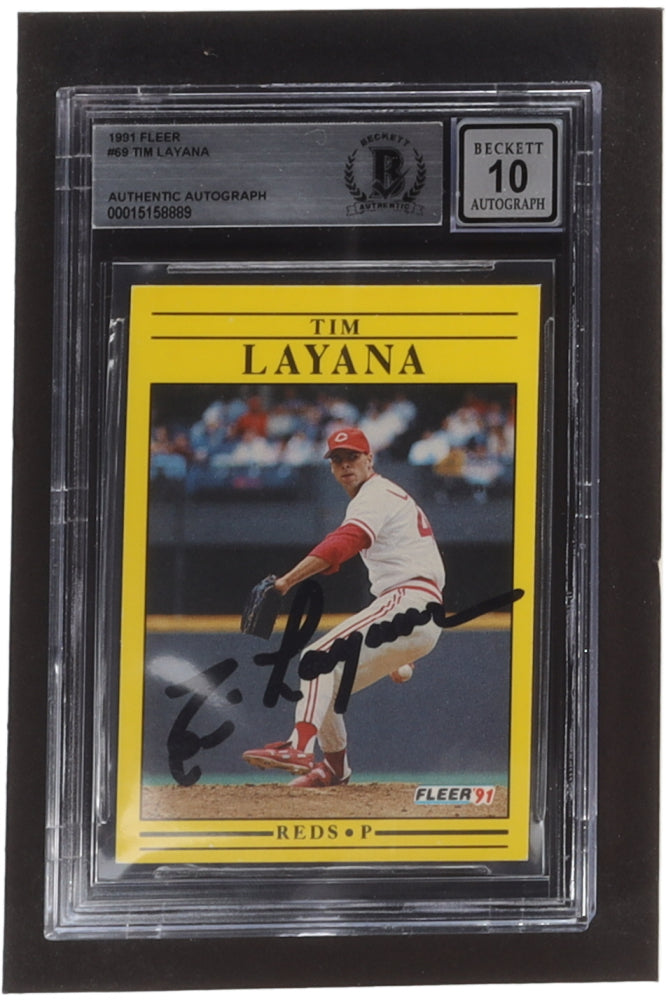 Tim Layana Signed 1991 Fleer #69 (BGS) Autograph Graded Beckett (BGS) 10