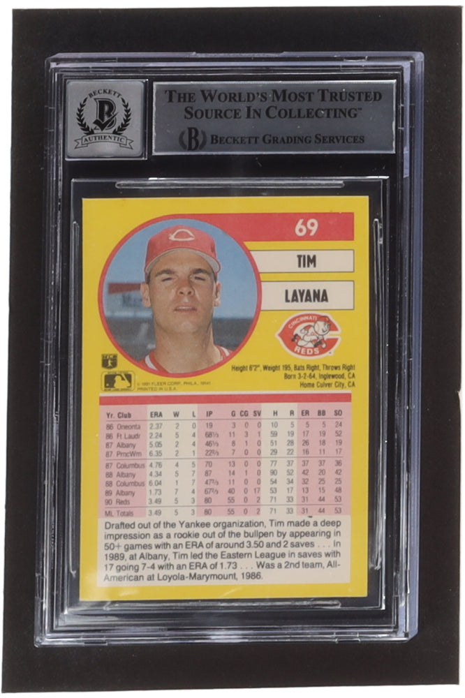 Tim Layana Signed 1991 Fleer #69 (BGS) Autograph Graded Beckett (BGS) 10