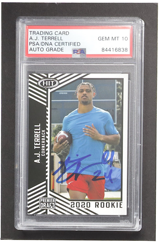 A.J. Terrell Signed 2020 SAGE HIT #60 RC (PSA) Autograph Graded PSA 10