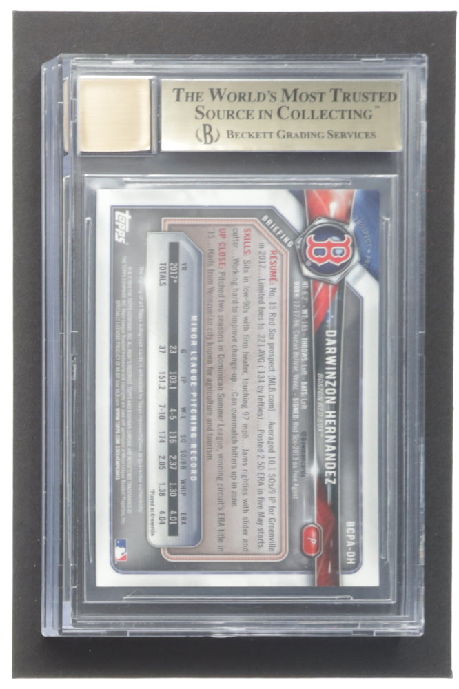 Darwinzon Hernandez 2018 Bowman Chrome Prospect Autographs Blue Mojo Refractors #BCPADH (BGS 9.5) Autograph Graded BGS 10 | Rookie Card | Serially Numbered #131 / 150