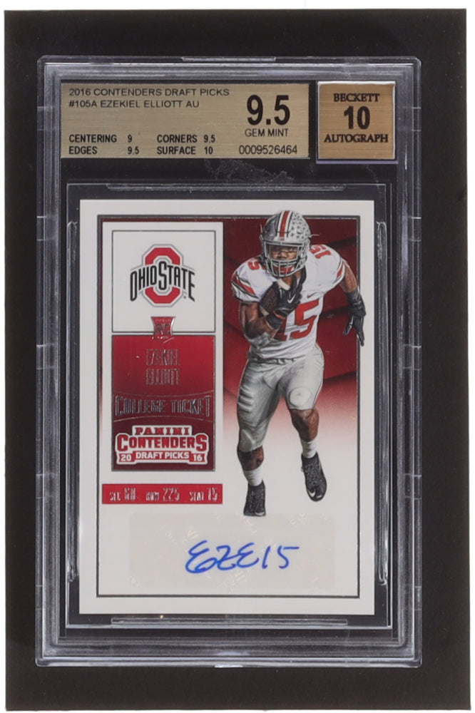 Ezekiel Elliott 2016 Panini Contenders Draft Picks AU #105A RC - Card Grade (BGS 9.5) Autograph Graded Beckett (BGS) 10 - Rookie Card