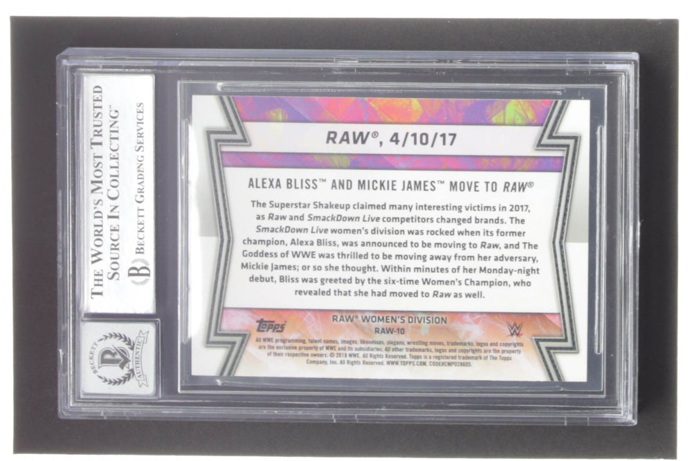 Alexa Bliss Signed 2018 Topps WWE Women's Division Matches and Moments #RAW10 (Beckett) Autograph Graded Beckett (BAS) 10