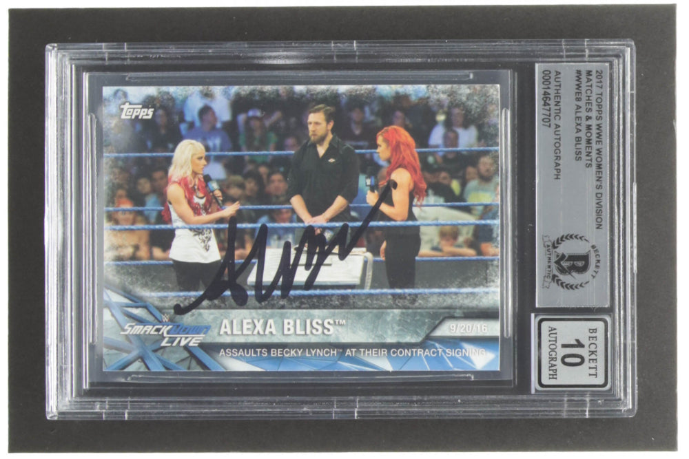 Alexa Bliss Signed 2017 Topps WWE Women's Division WWE Matches and Moments #WWE8 (Beckett) Autograph Graded Beckett (BAS) 10