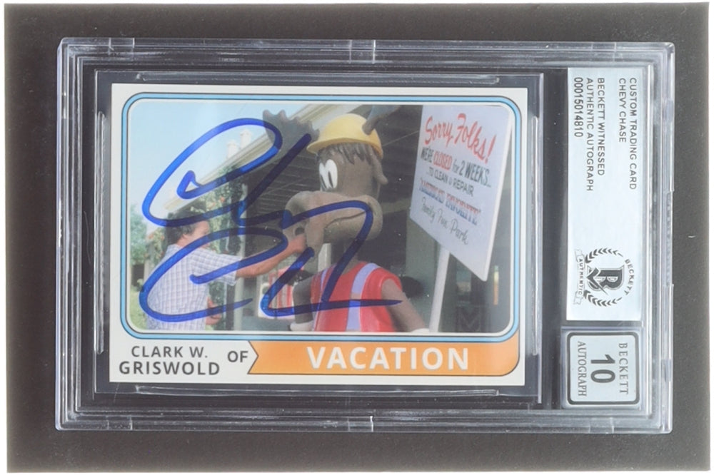 Chevy Chase Signed "National Lampoon's Vacation" Custom Trading Card (BGS) Beckett Witnessed - Autograph Graded Beckett (BGS) 10