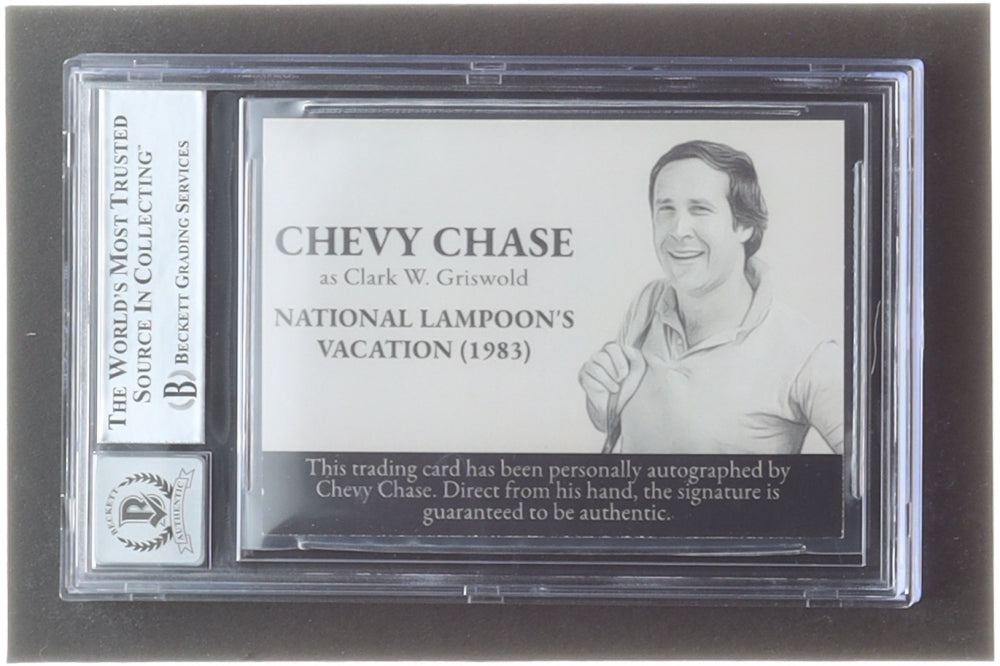 Chevy Chase Signed "National Lampoon's Vacation" Custom Trading Card (BGS) Beckett Witnessed - Autograph Graded Beckett (BGS) 10