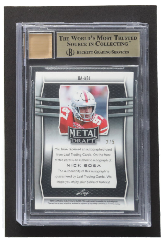 Nick Bosa 2019 Leaf Metal Special Release Prized Rookie Wave Green #PR1920 #2/5 (BGS 9.5) - Serially Numbered #2 / 5 / Autograph Graded Beckett (BGS) 10 - Rookie Card