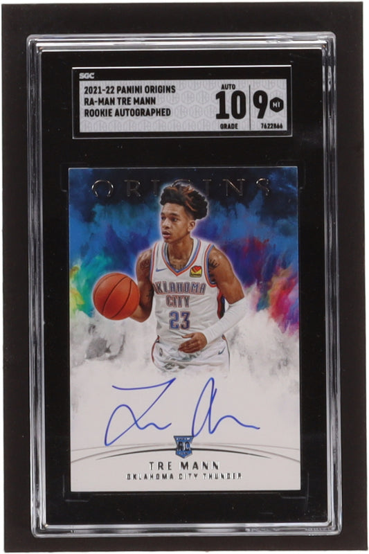 Tre Mann 2021-22 Panini Origins Rookie Autographs #18 RC - Card grade (SGC 9) Autograph Graded (SGC) 10 - Rookie Card