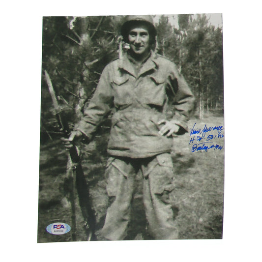 Vincent Speranza Signed (PSA) US Army WWII 8x10 Photo Inscribed "H Co. 501 PIR Bastogne 1944"