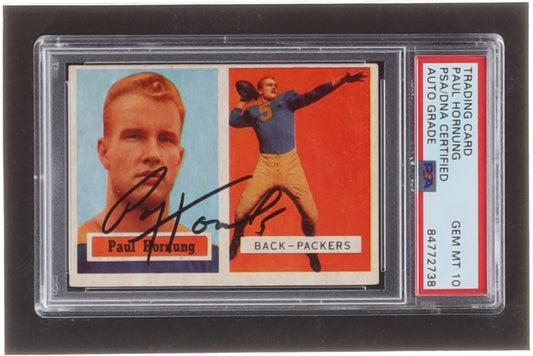 Paul Hornung Signed 1957 Topps #151 RC (PSA) - Autograph Graded (PSA) 10 - Rookie Card